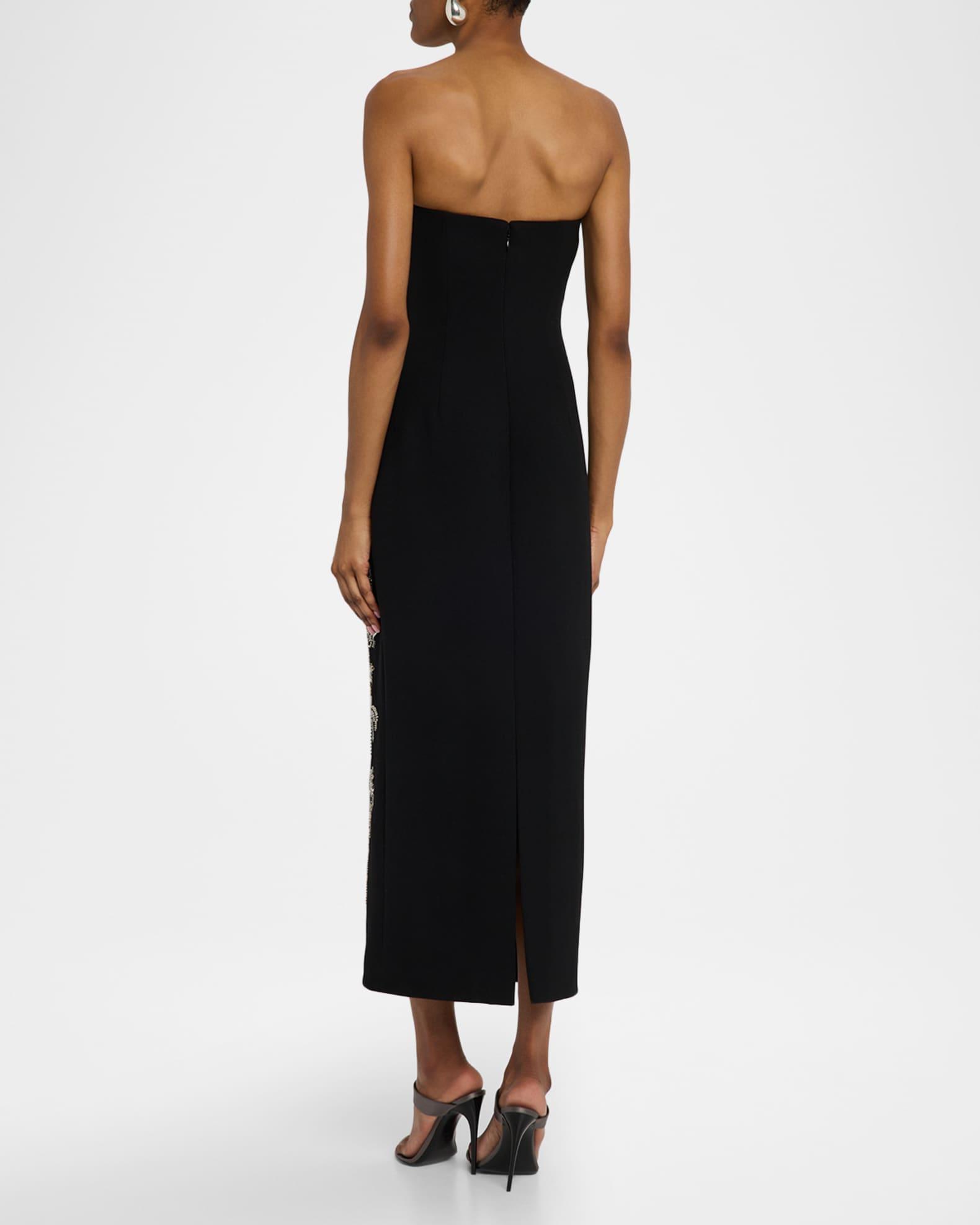 Strapless Crystal Fringe Sheath Midi Dress Product Image