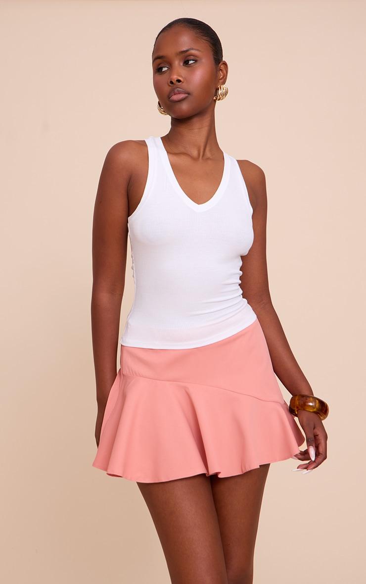 Coral Tailored Woven Scalloped Edge Mini Skirt Product Image