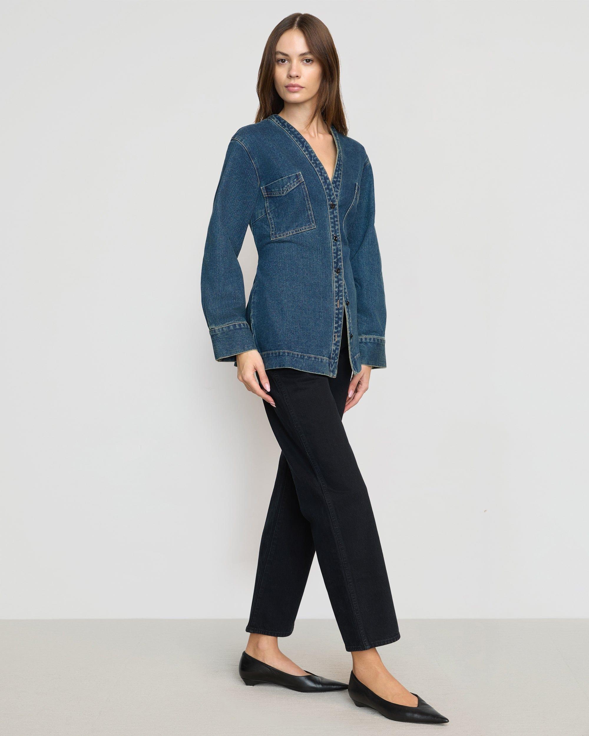 Emmett Structured-Sleeve Denim Jacket Product Image