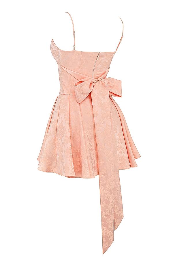 Rosalinda  peach jacquard mini bow gown Product Image