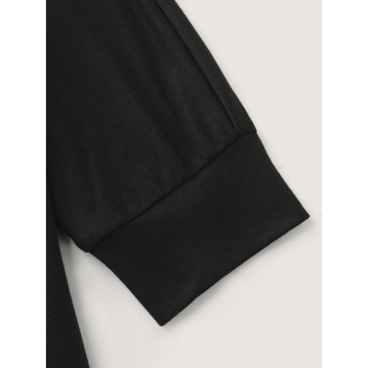 Plus Size Cut-Out Off-Shoulder Plain Sweatshirt Women Black Leisure Eyelet One-shoulder neck Casual Sweatshirts BloomChic 30/6X Product Image