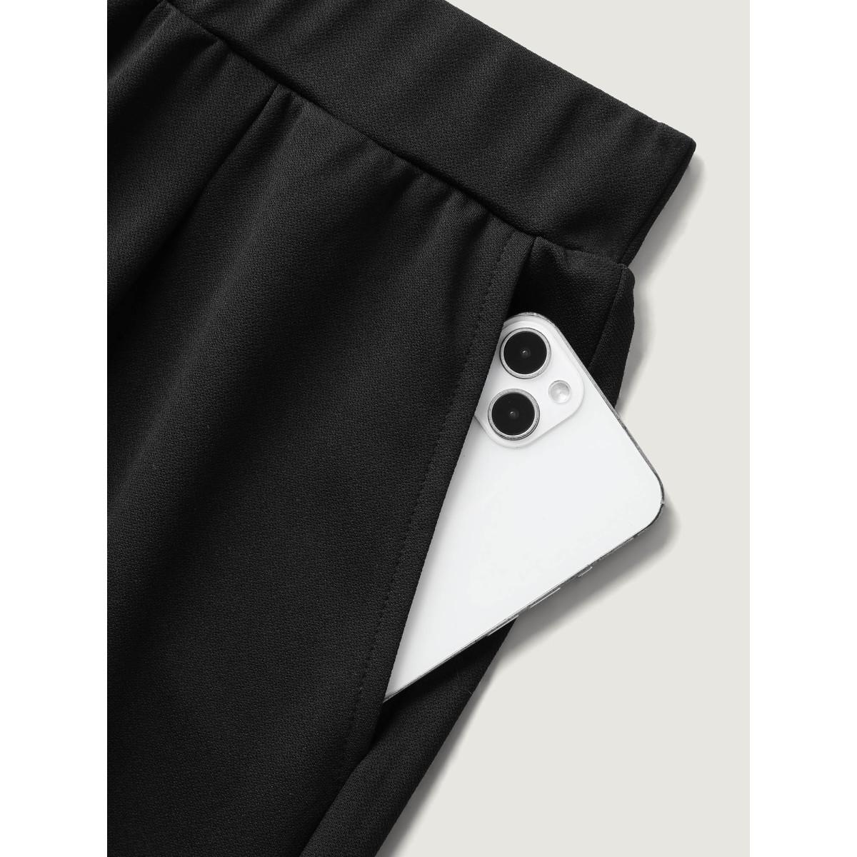 Plus Size No-Waist Gap Wide-Leg Pants Women Black At the Office Wide Leg Mid Rise Work Pants BloomChic 30/6X Product Image