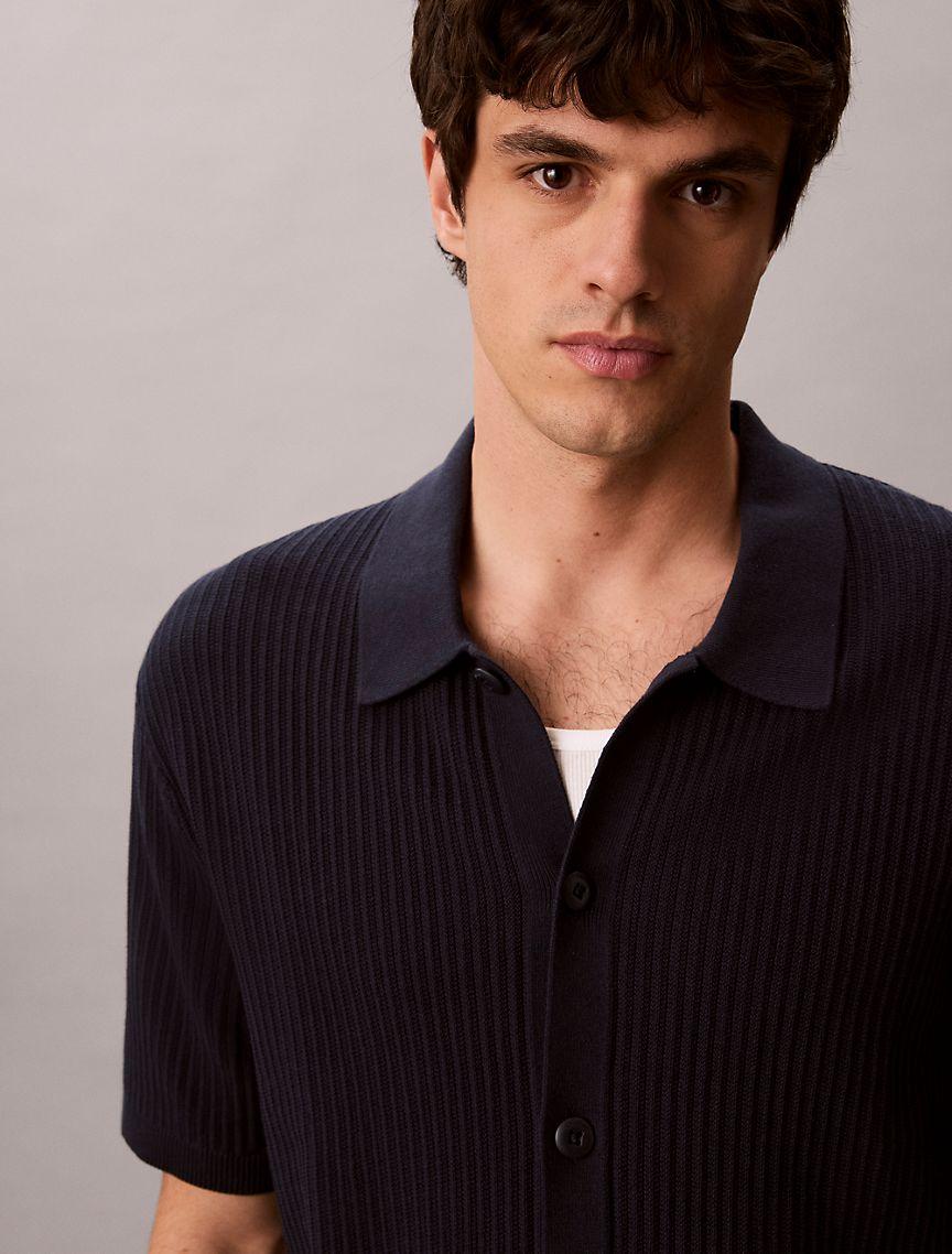 Cotton Sweater Button-Down Shirt Product Image