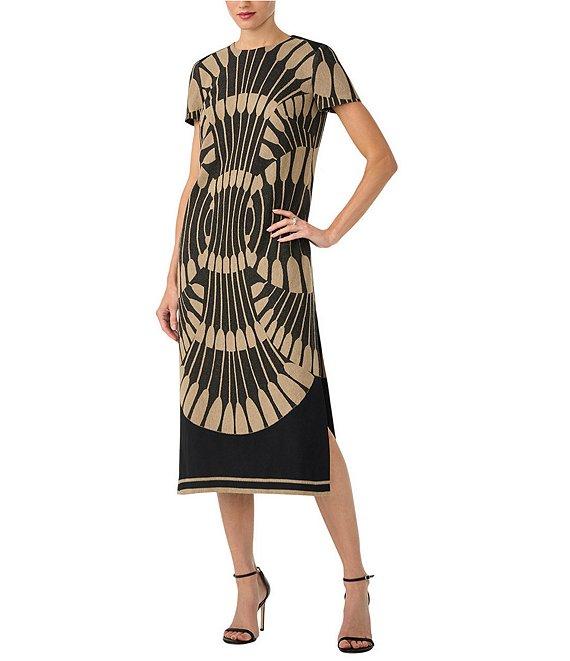 Trina Turk Sugarita Round Neck Short Sleeve Midi Dress Product Image