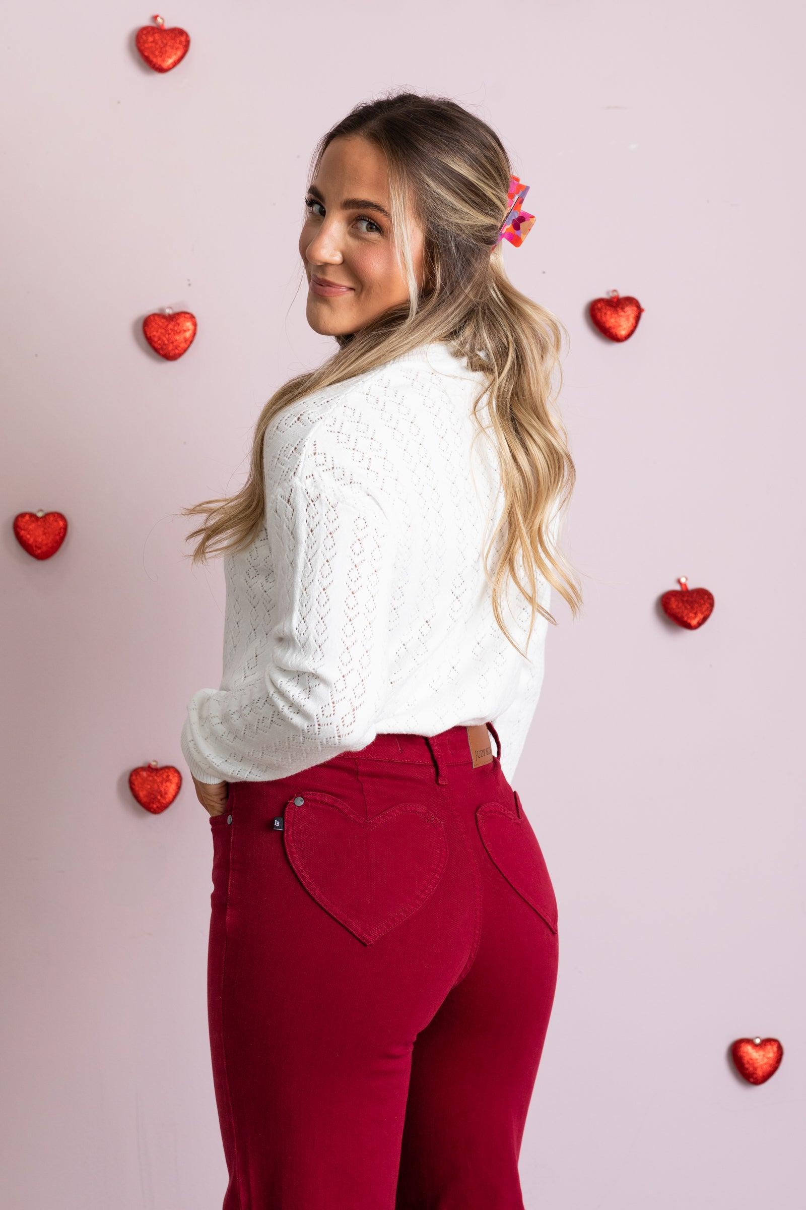 Judy Blue Scarlet Dyed Heart Back Pockets Jean Product Image