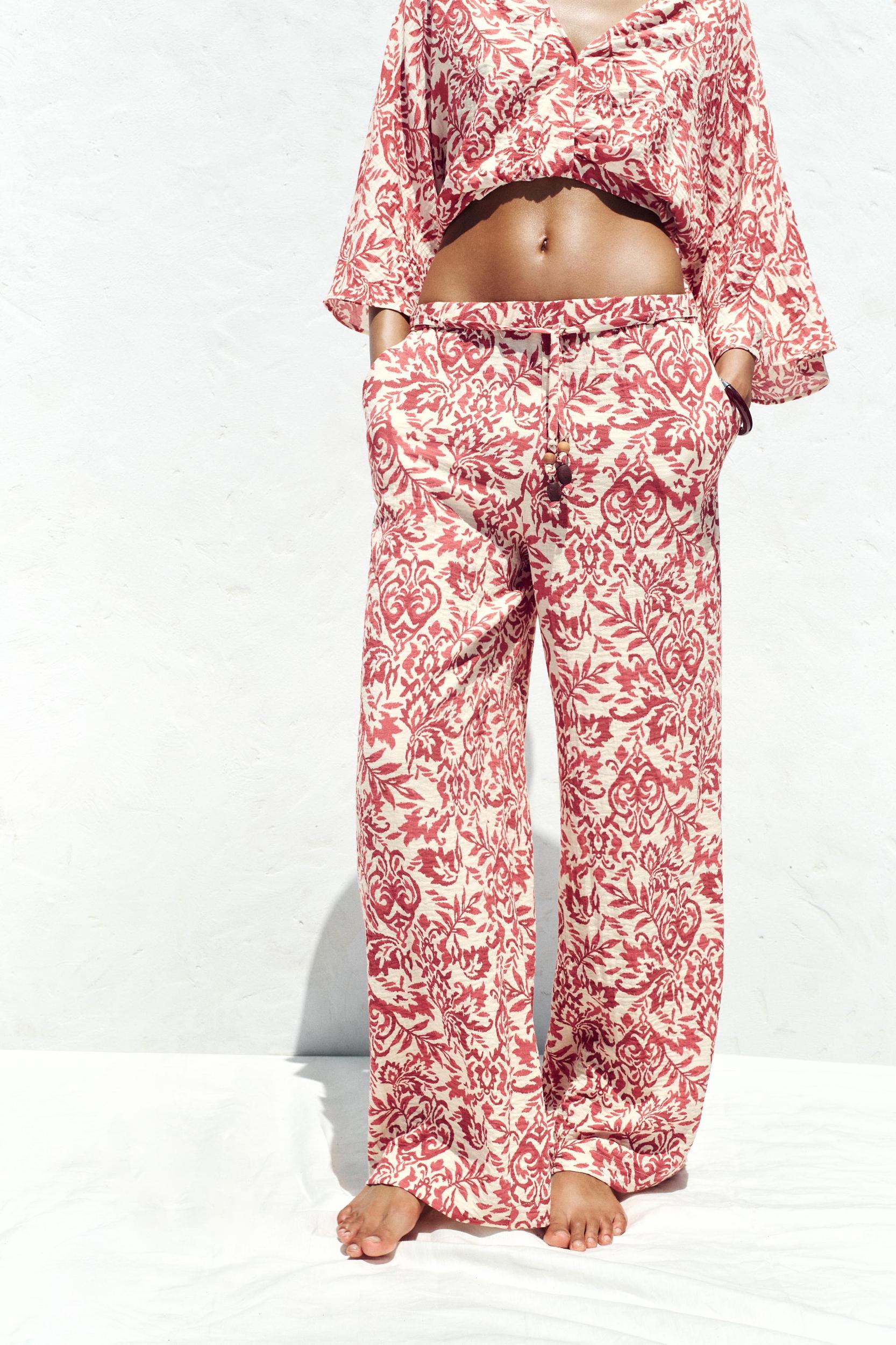 PRINTED RUSTIC WIDE-LEG PANTS Product Image