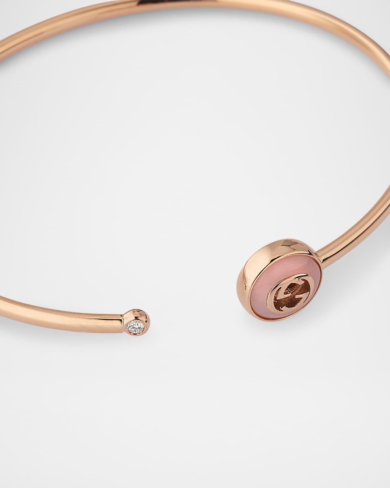 Gucci Interlocking 18K Pink Gold Flex Bracelet with Diamond and Opal Product Image