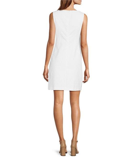 Trina Turk Geometric Jacquard Boat Neck Sleeveless Sheath Dress Product Image
