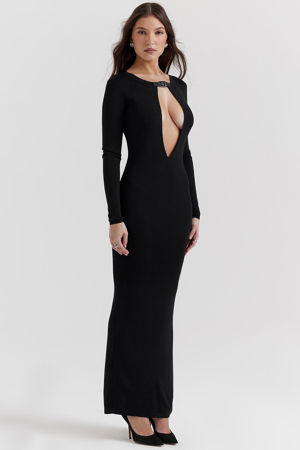 Keeya  black knit maxi dress Product Image