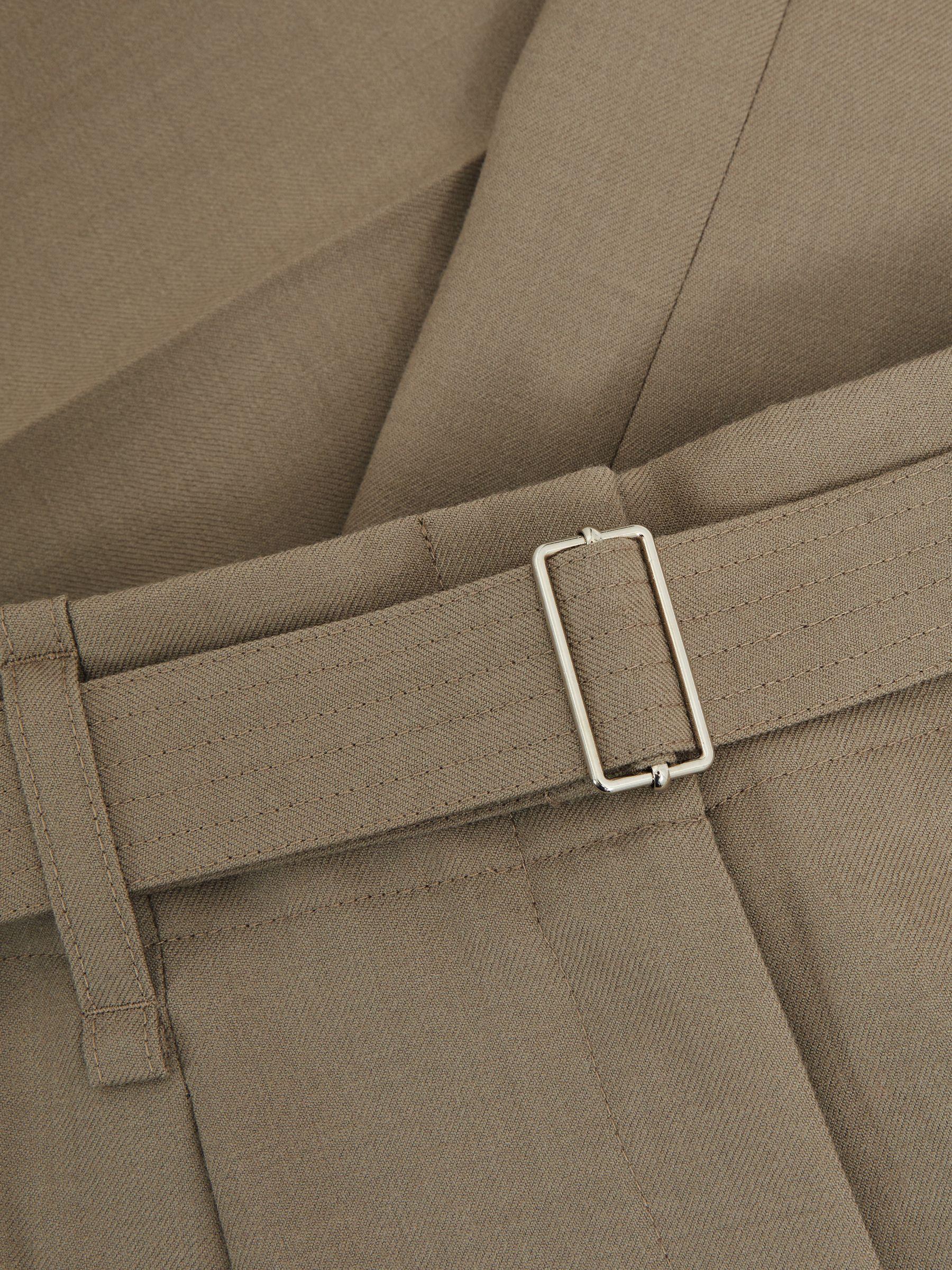 Petite Wool Belted Wide-Leg Trousers in Neutral Product Image