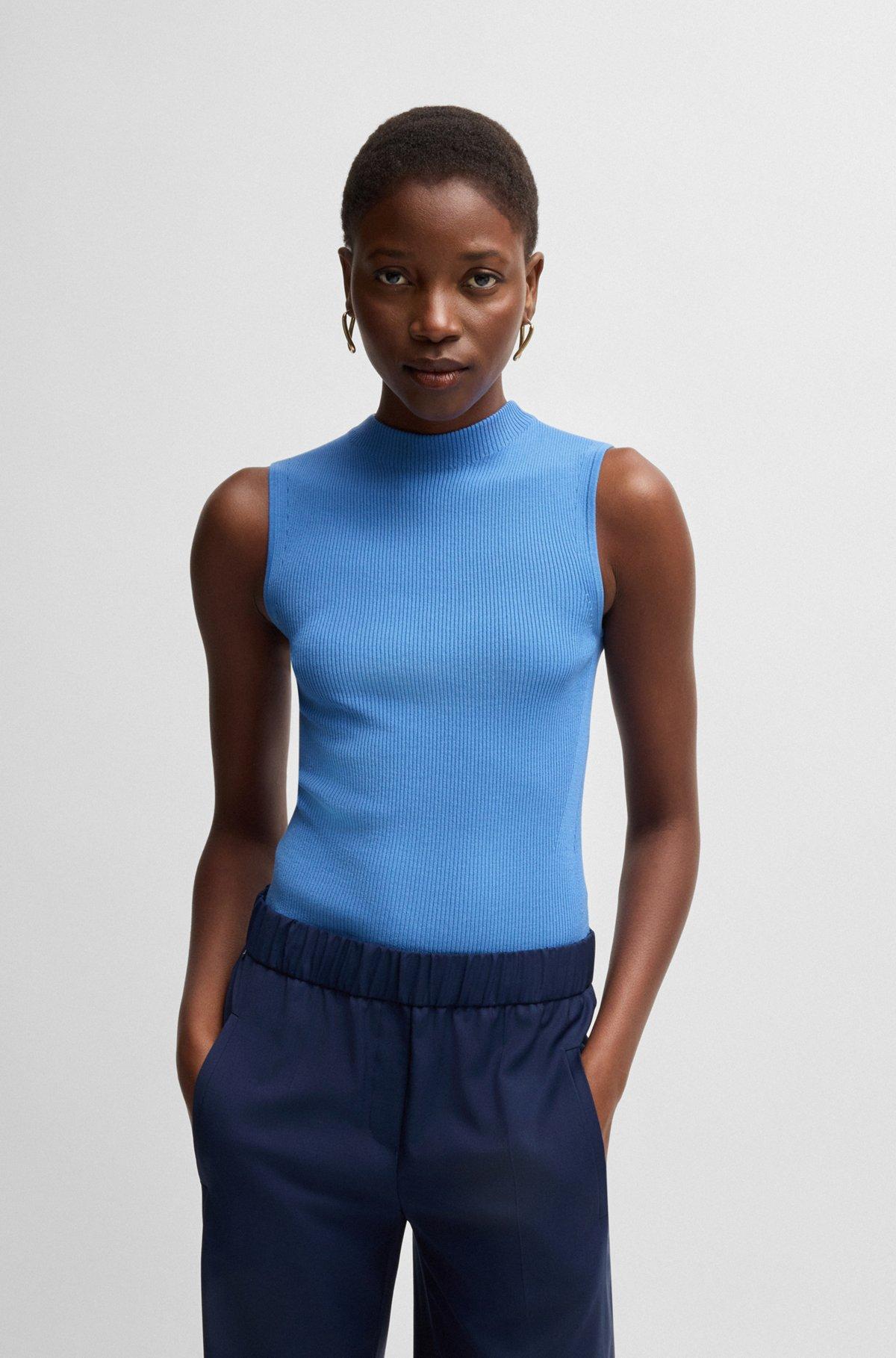 Ribbed-knit top with mock neckline Product Image