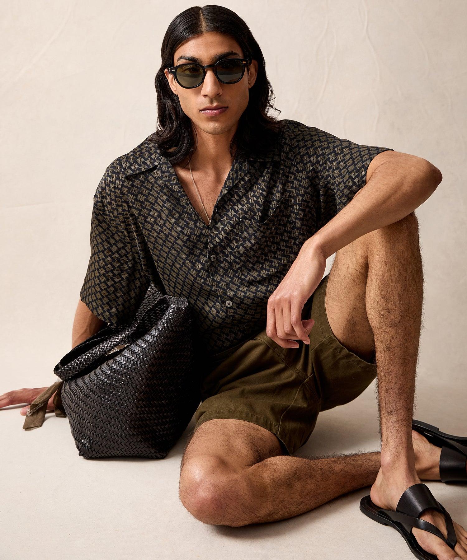 Relaxed Camp Collar Shirt in Navy Geo Product Image