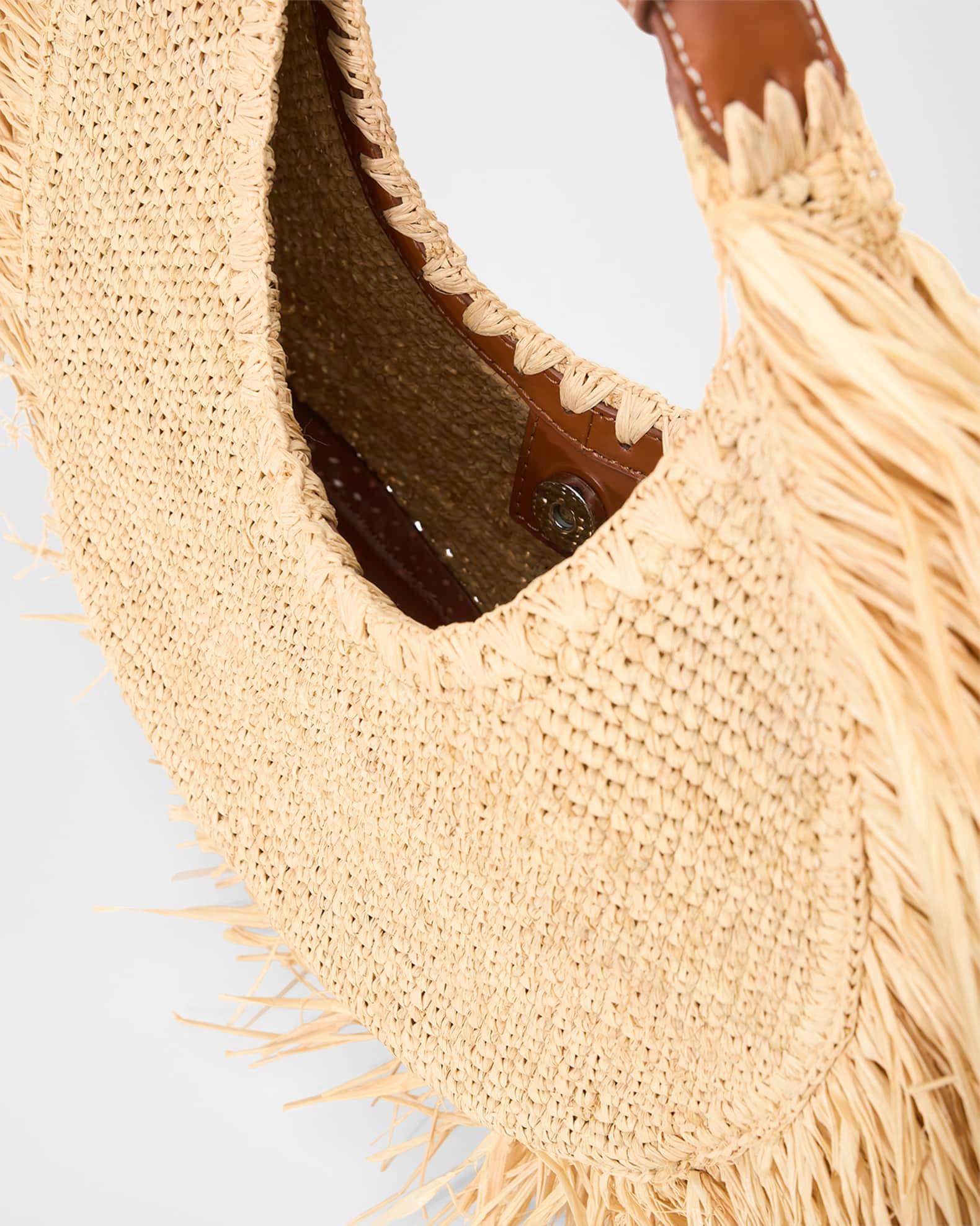 Large Moon Fringe Raffia Shoulder Bag Product Image