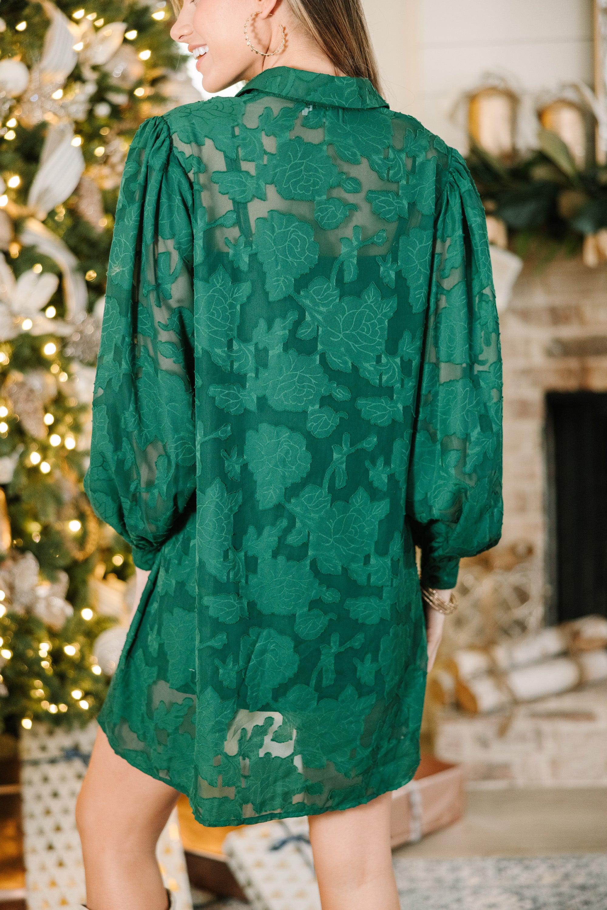 All In The Details Emerald Green Textured Dress Female Product Image