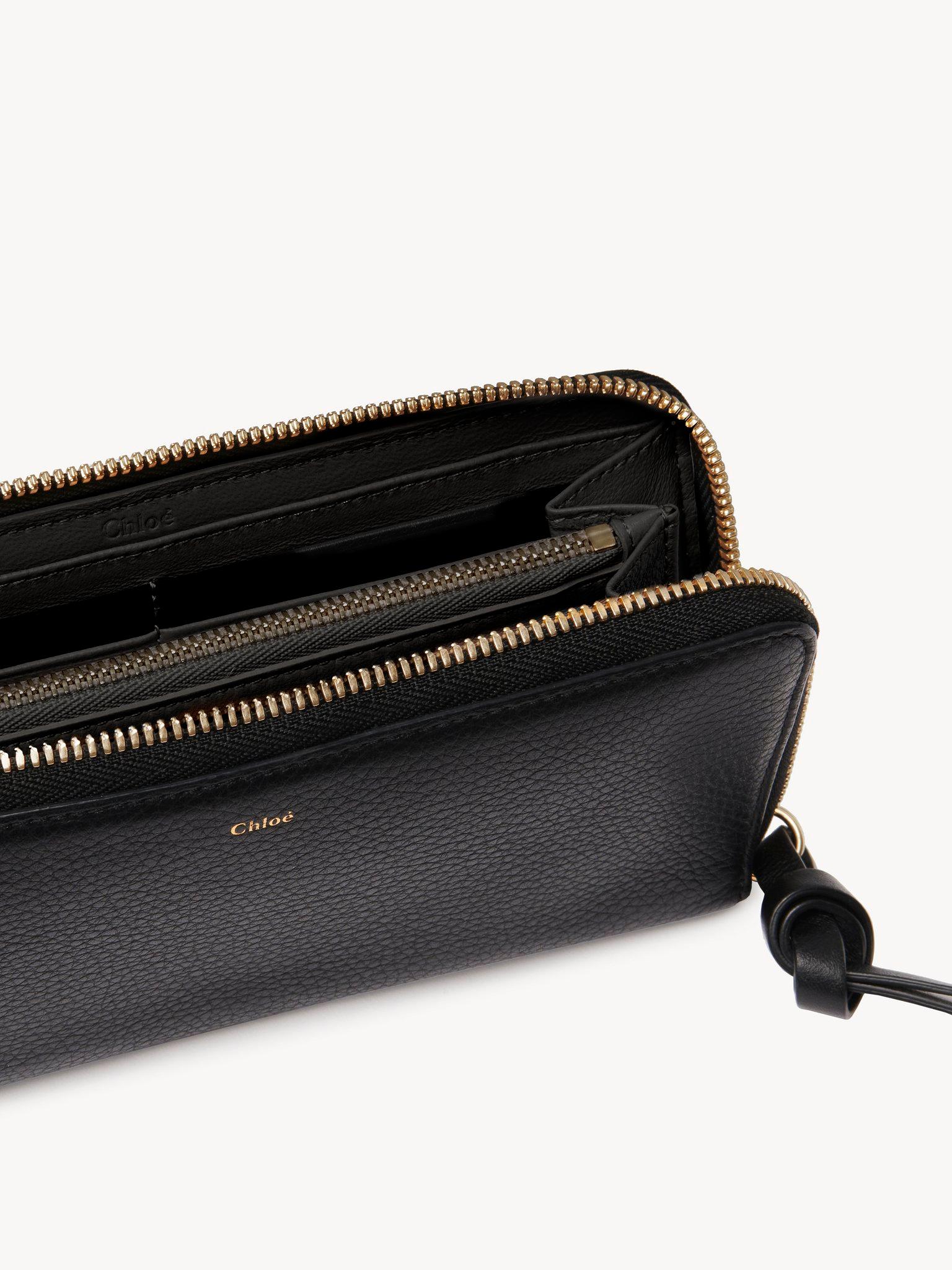 Alphabet zipped long wallet in grained leather Product Image