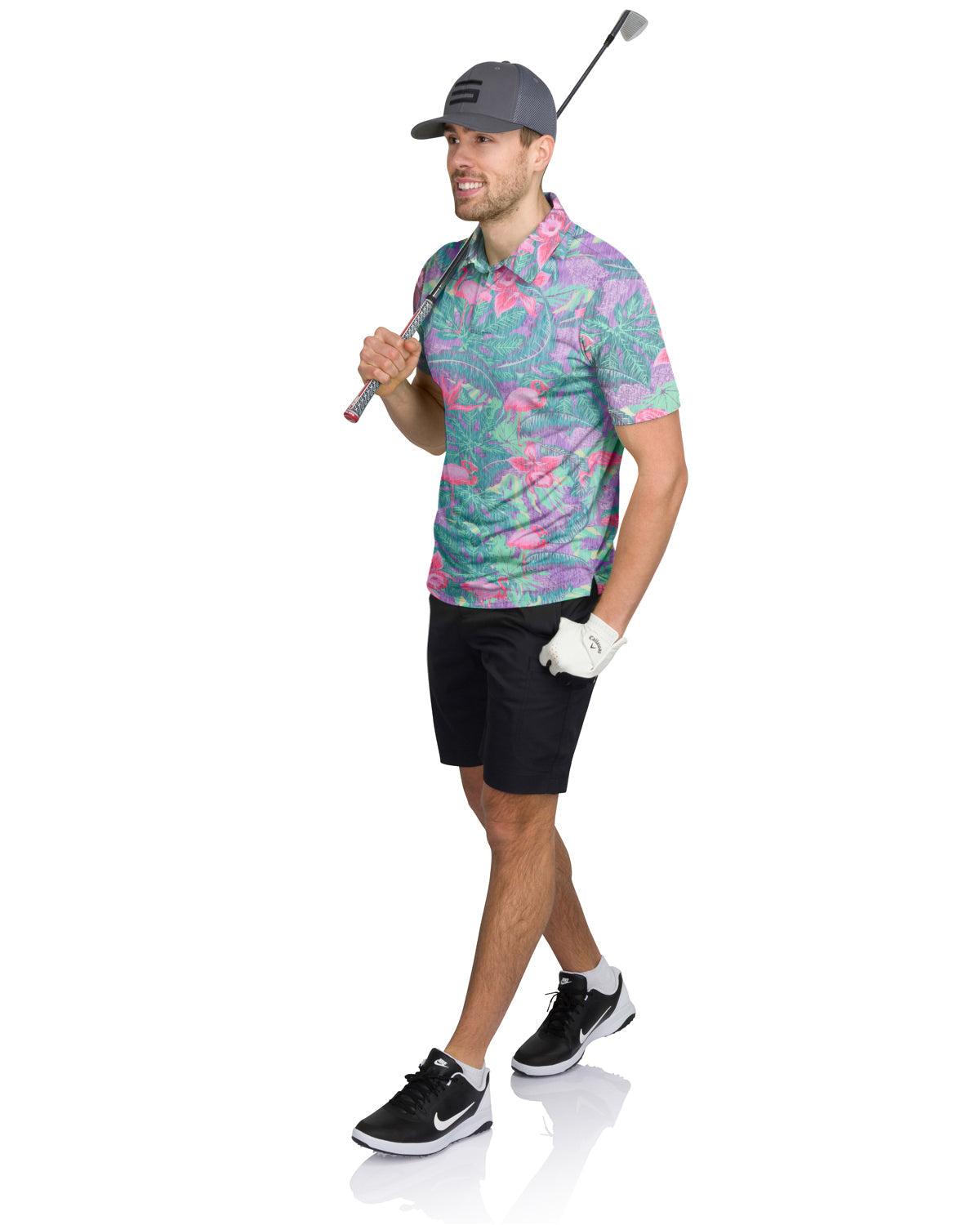 Three Sixty Six Men’s Print Golf Polos Male Product Image