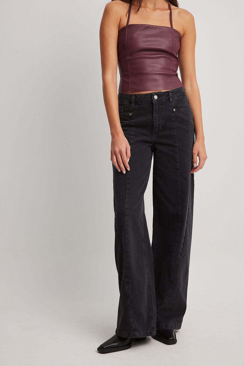 Mid Waist Seam Detail Denim Product Image