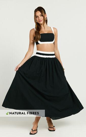 Sapphire Two Piece Set - Contrast Band Crop Top and A Line Maxi Skirt in Reverse Product Image