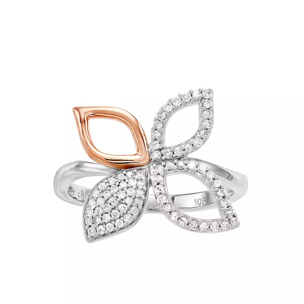 10k Rose Gold Over Silver 1/4 Carat T.W. Diamond Ring, Women's, Size: 6, Two Tone Product Image