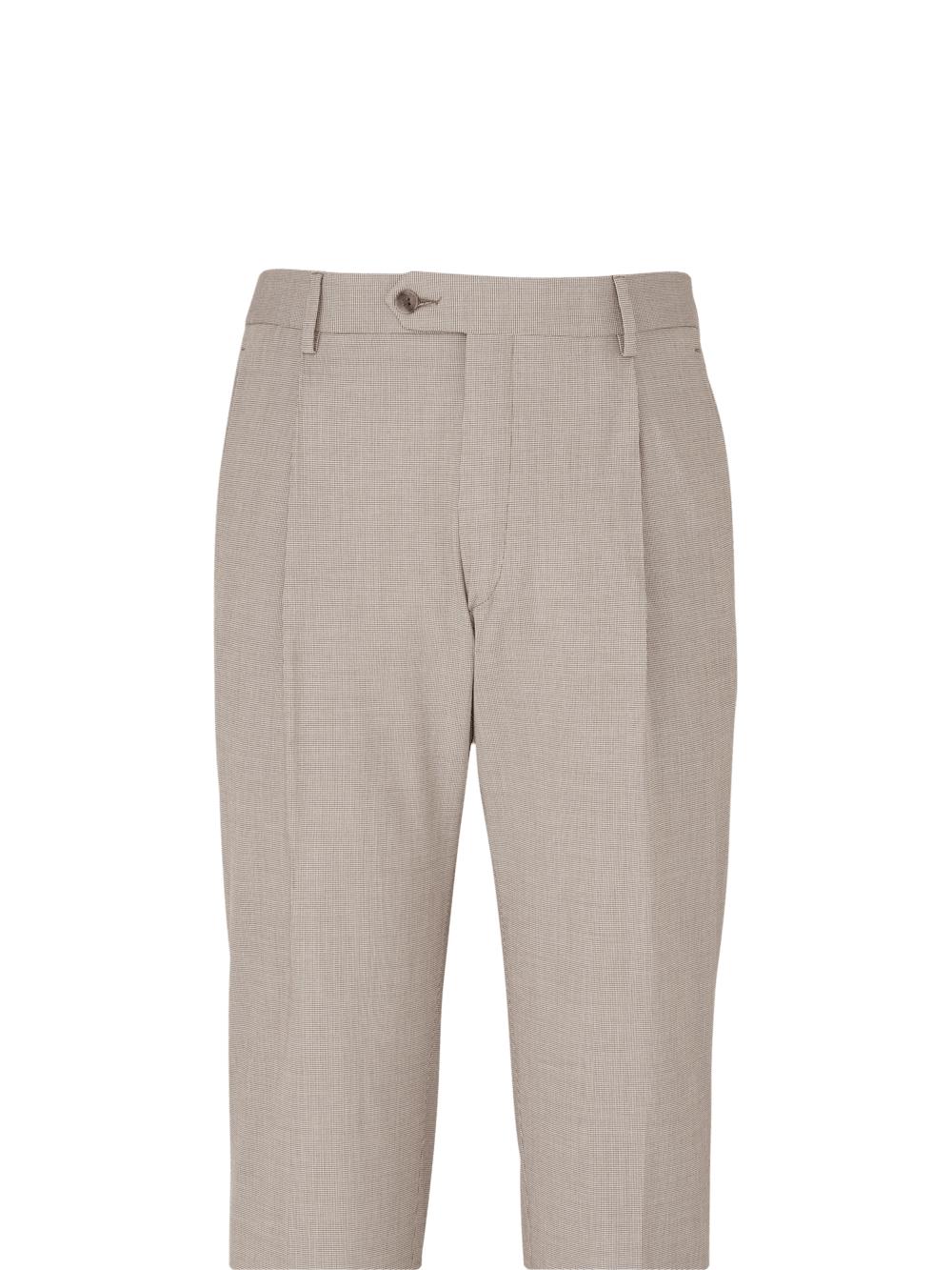 Microfiber Check Single Pleat Pants - Navy Product Image