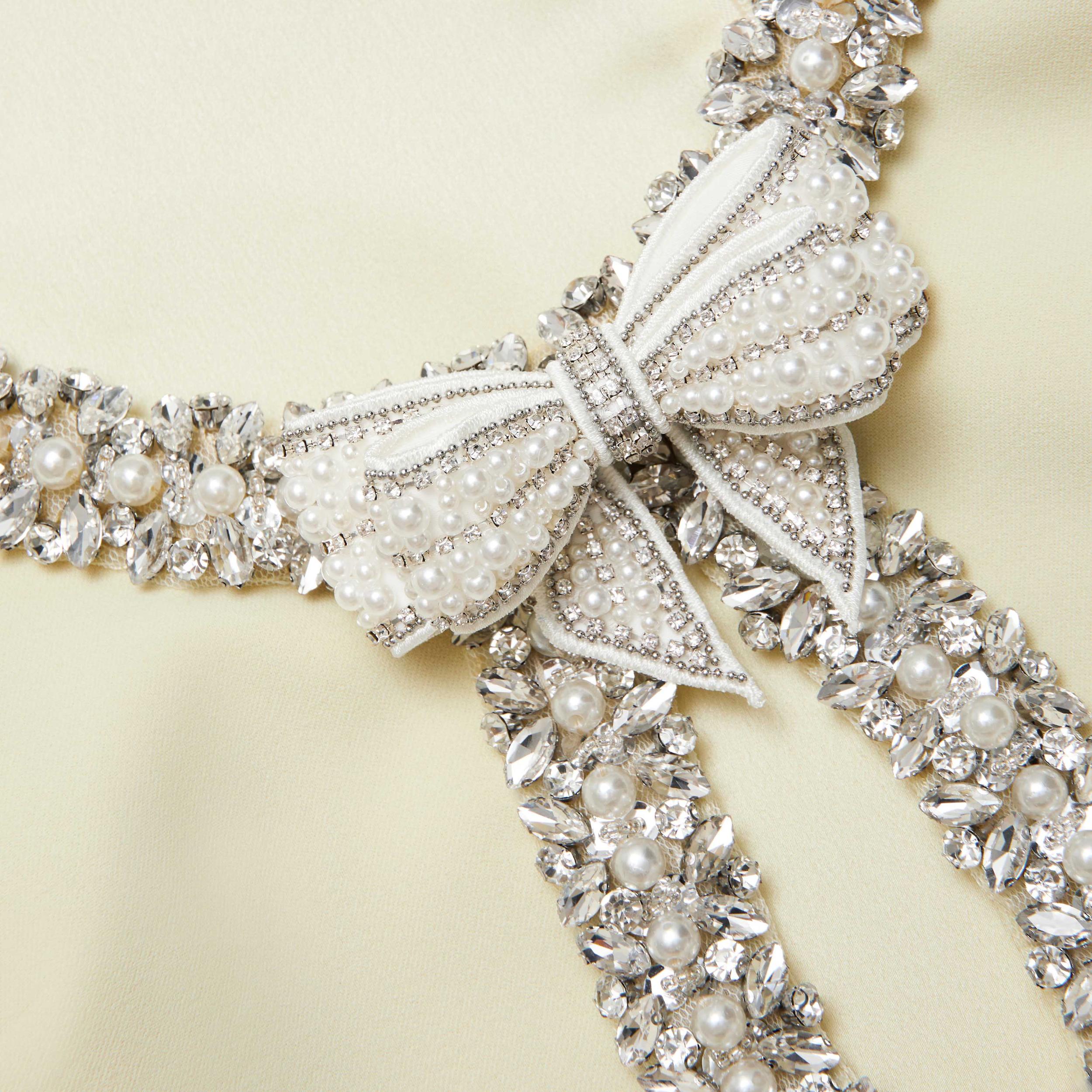 Yellow Crepe Bow Mini Dress Product Image