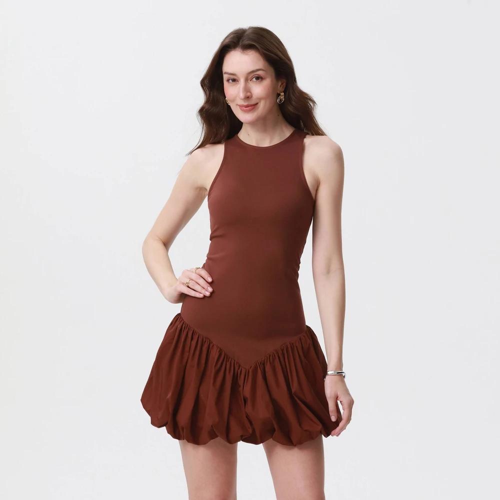 Women's Bubble Hem Knit Mini Dress - A New Day™ Red Geranium M Product Image