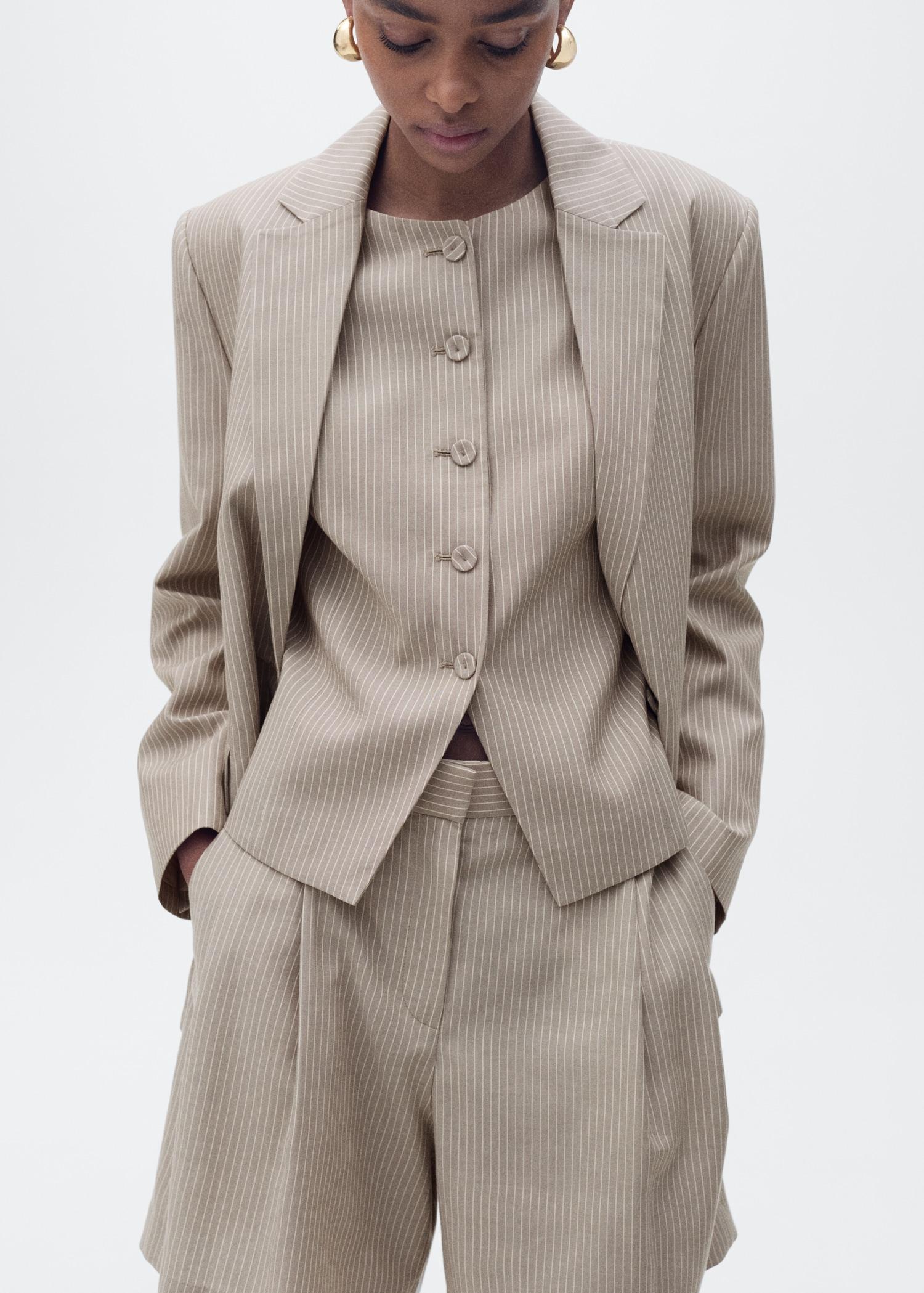 Striped suit bermuda shorts - Women | MANGO USA Product Image