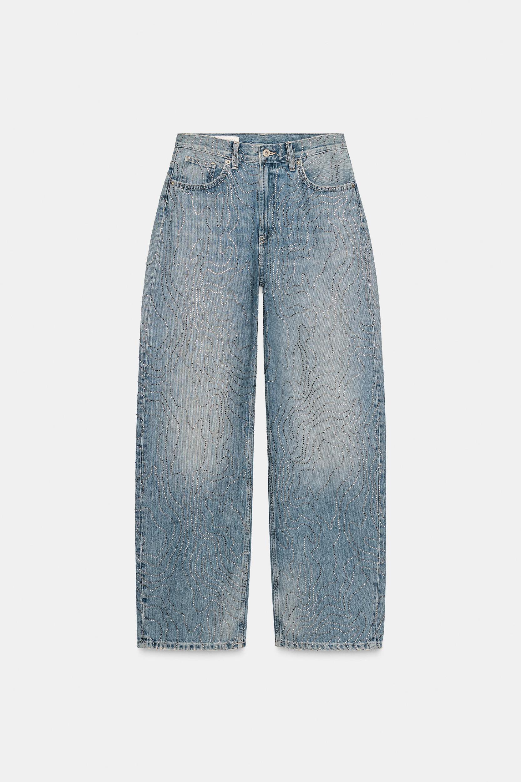 TRF HIGH-WAISTED STRAIGHT SHINY JEANS Product Image