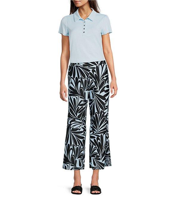 Jude Connally Trixie Decorative Fan Print Stretch Knit Wide Leg Cropped Coordinating Pull-On Pants Product Image