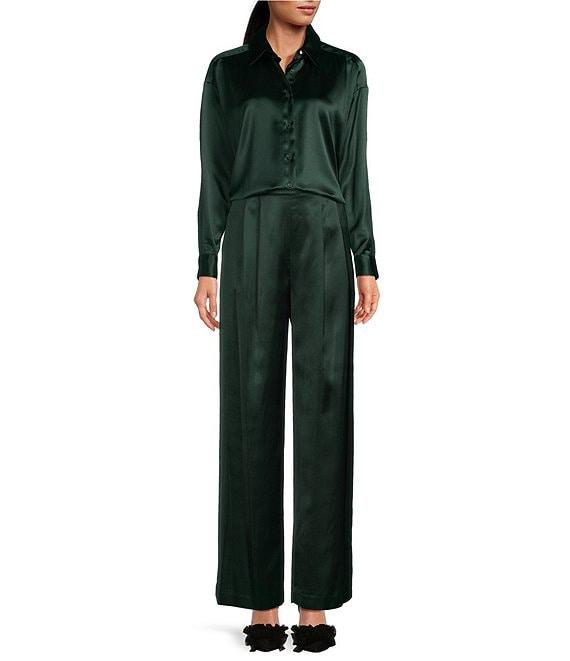 Gianni Bini Devon Wide Leg High Rise Satin Pants Product Image