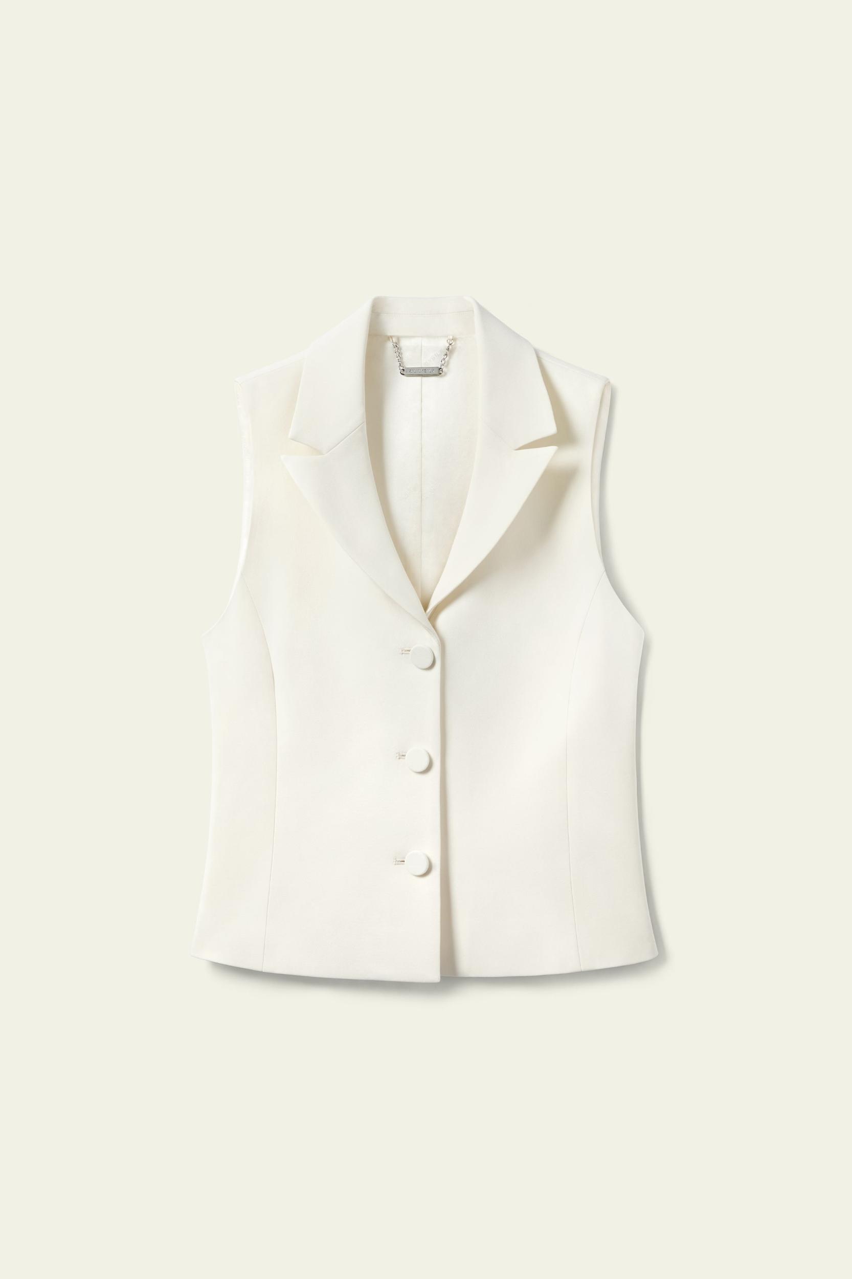 LILYSILK Womens Sleeveless Blazer Vest - Lily White Mulberry Silk - Feminine Slim Fit Tops 16 Product Image