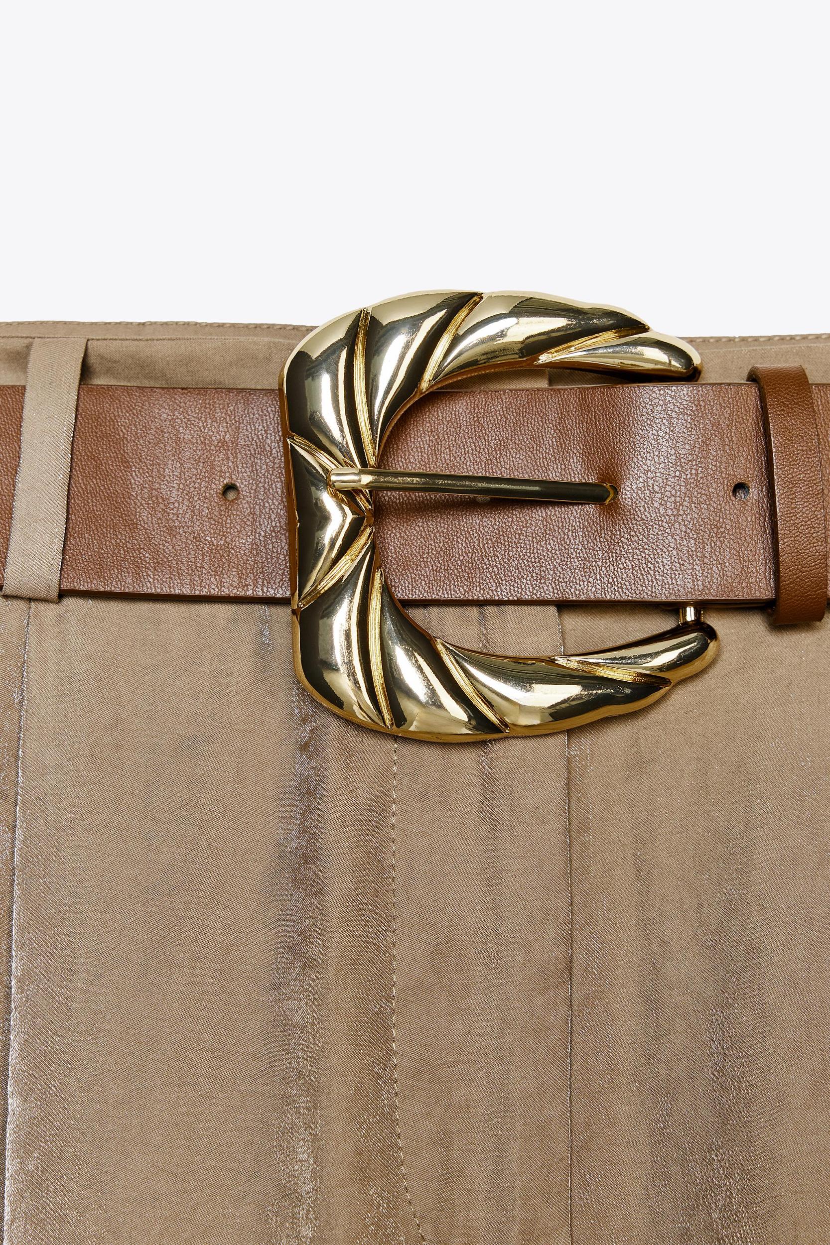 BELTED SATIN WIDE LEG PANTS Product Image