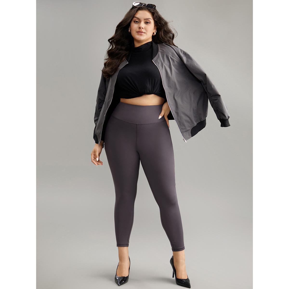 Plus Size Stitch High Rise Butt Lifting Leggings Women Gray Casual High stretch Skinny High Rise Dailywear Leggings BloomChic 12/L Product Image