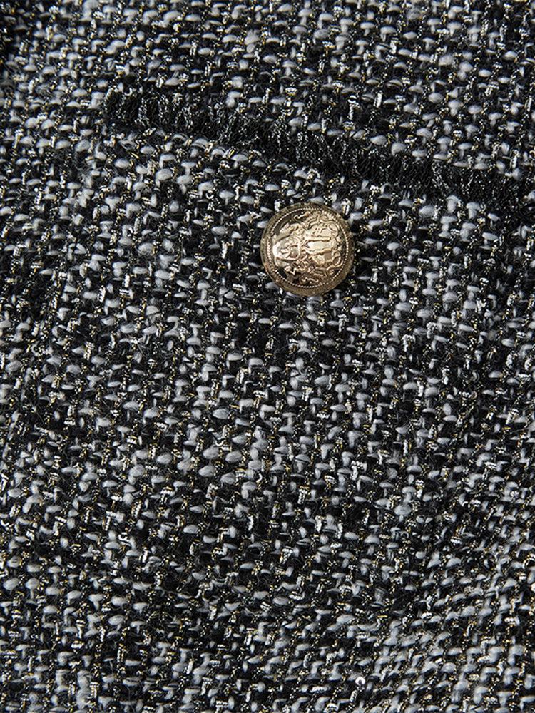 Round Neck Tweed Dress With Belt Product Image