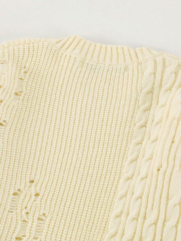 Men's Panel Distressed Cable Knit Sweater Product Image