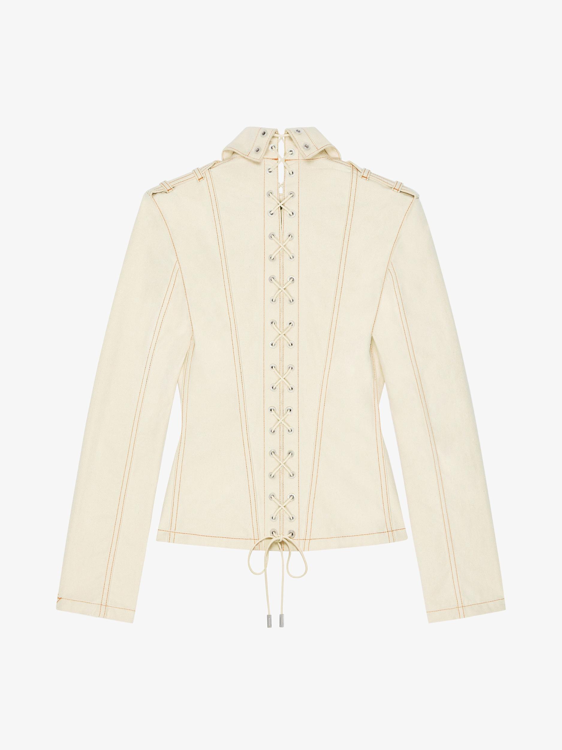 Slim fit jacket in denim with laces Product Image