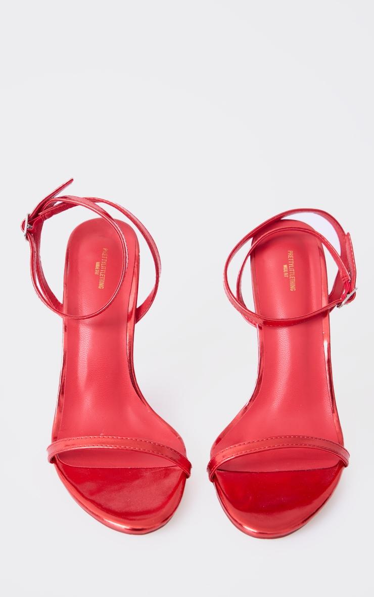  Red Wide Fit Metallic PU Round Toe Barely There High Heeled Sandals Product Image