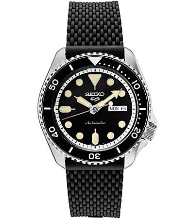 Seiko Mens Seiko 5 Sports Automatic Black Silicone Strap Watch Product Image