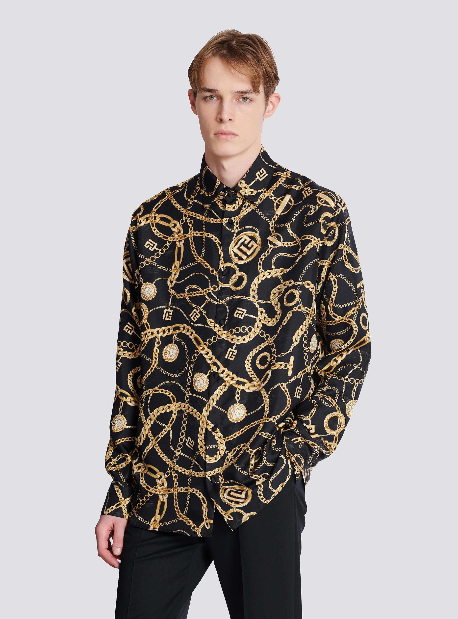 Printed silk shirt with Chaînes pattern Product Image