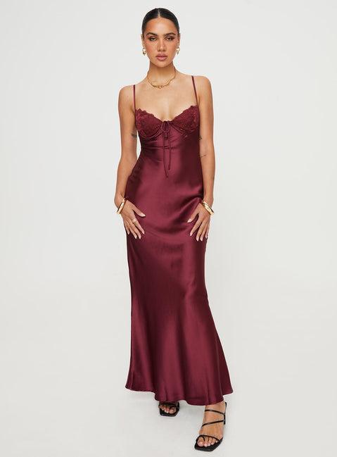 Fadyen Bias Cut Maxi Dress Burgundy Product Image