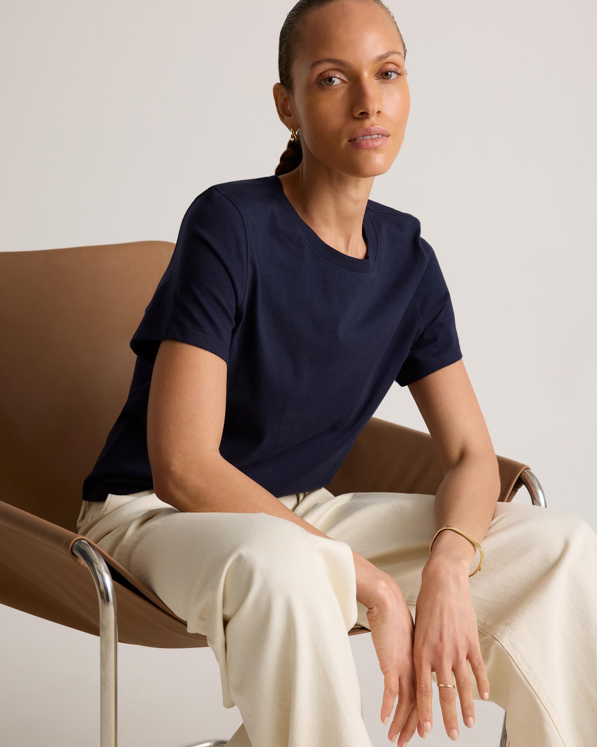 Quince | Women's Boxy Crewneck T-Shirt Size XS, Organic Cotton Product Image