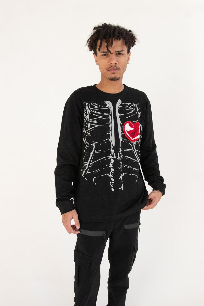 Heart Applique Ribcage Long Sleeve Tee Product Image