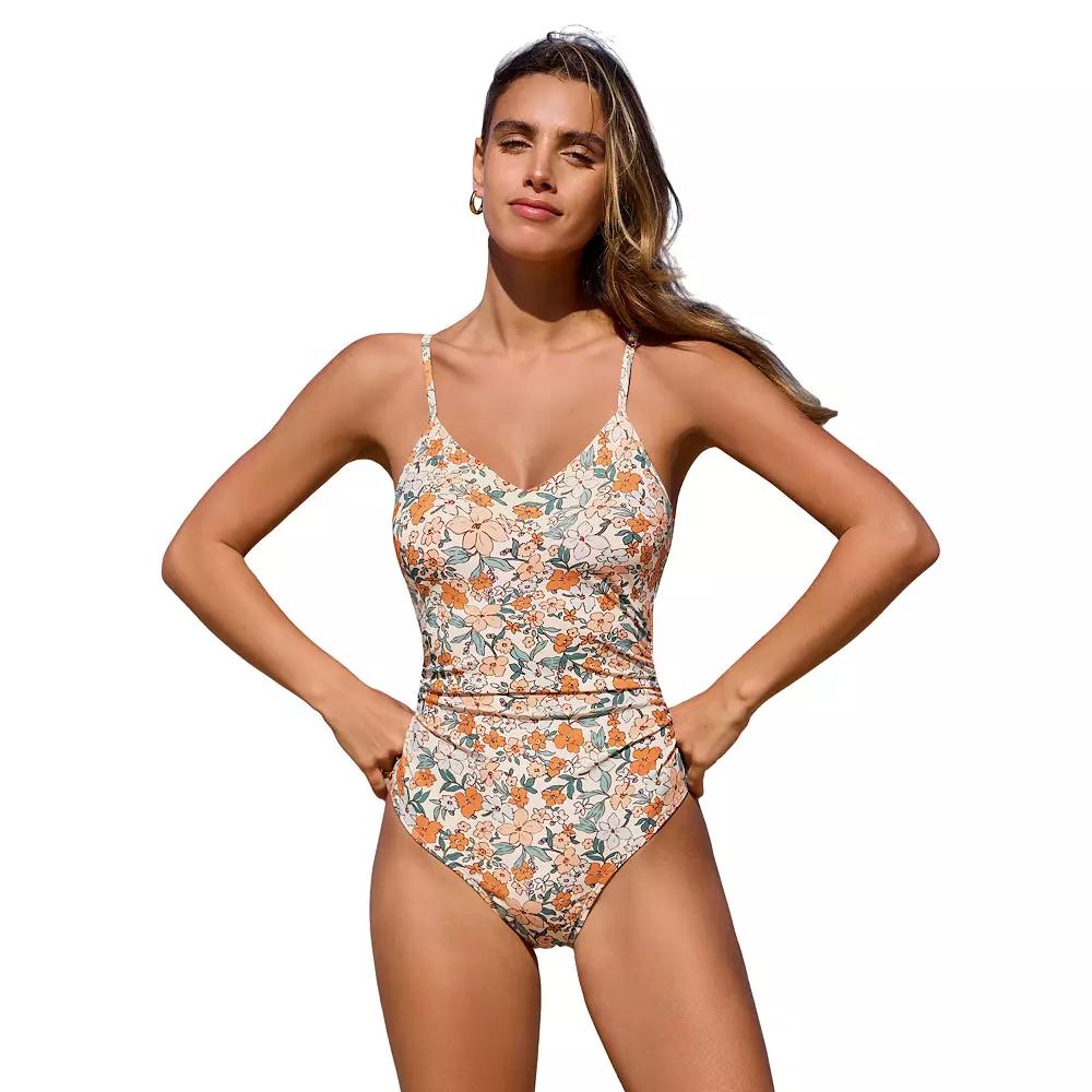 Women's Cupshe Cutout V-Neck Tummy Control O-Ring One-Piece Swimsuit,  Product Image