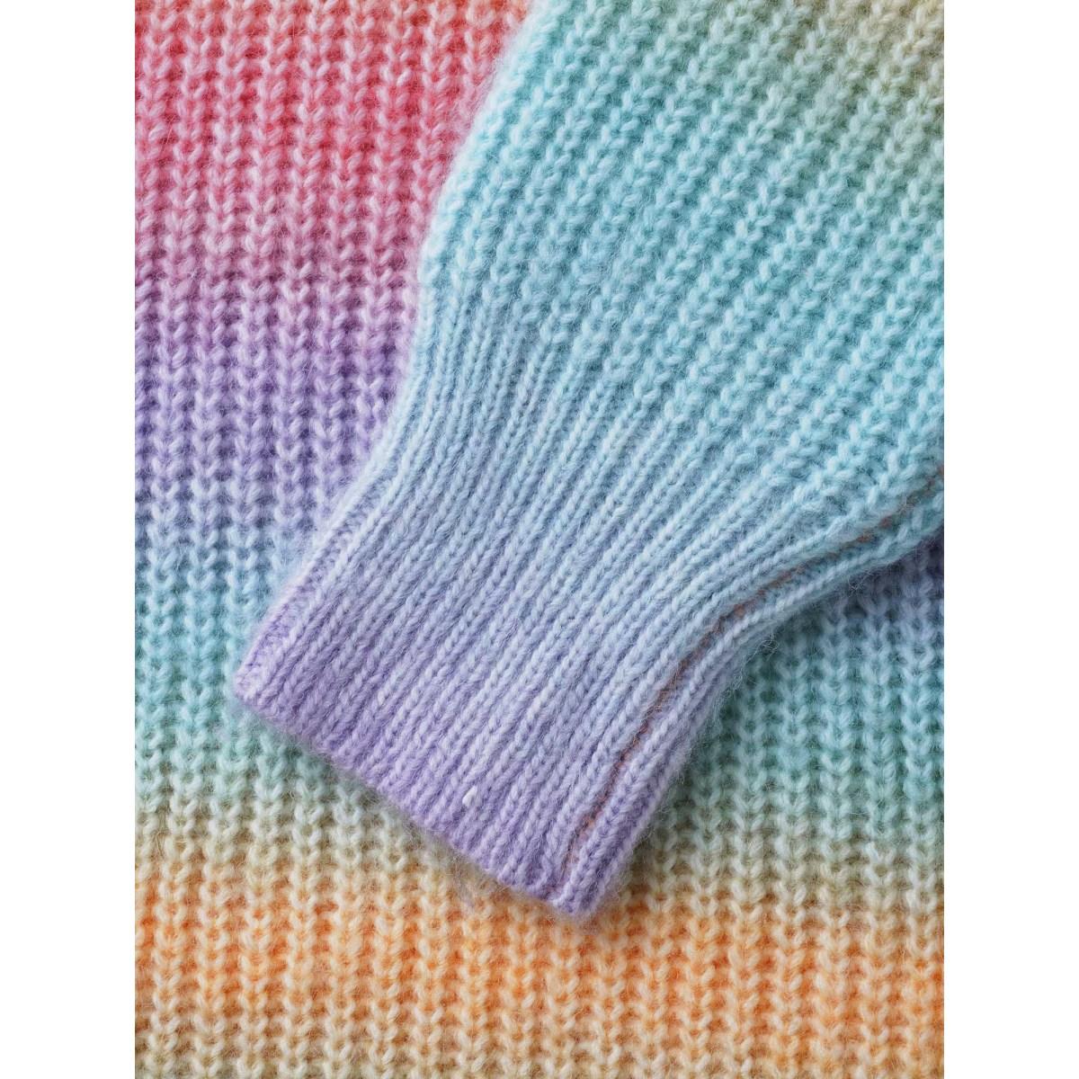 Plus Size Ombre Contrast Hooded Drop Shoulder Pullover Multicolor Women Casual Loose Long Sleeve Hooded Everyday Pullovers BloomChic 12/L Product Image