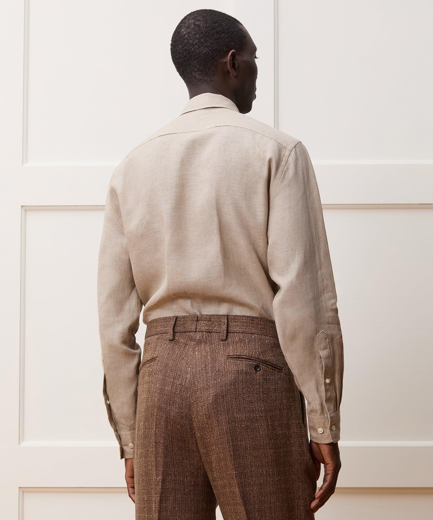 Italian Linen Spread Collar Dress Shirt Product Image