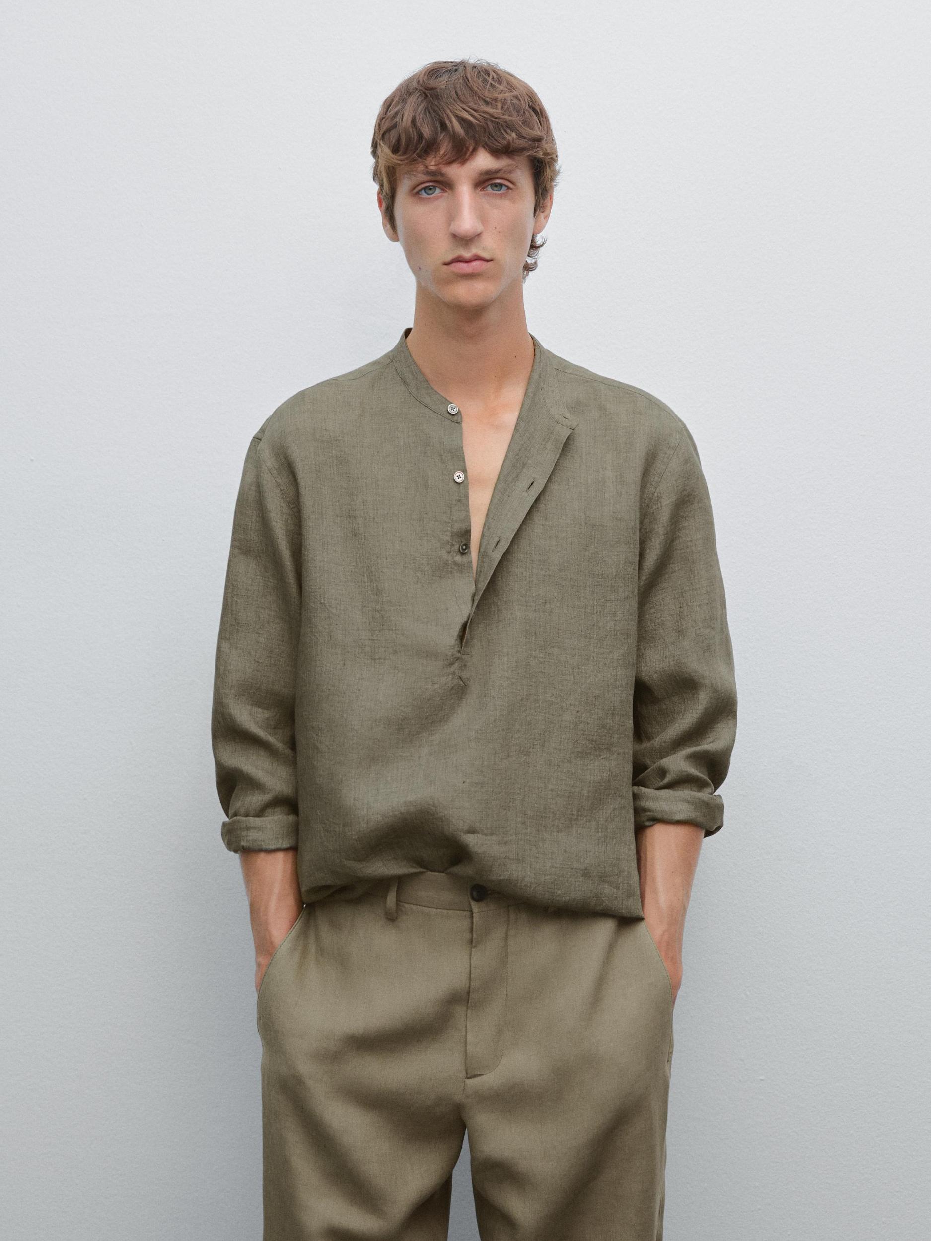 Regular fit faded linen shirt Product Image