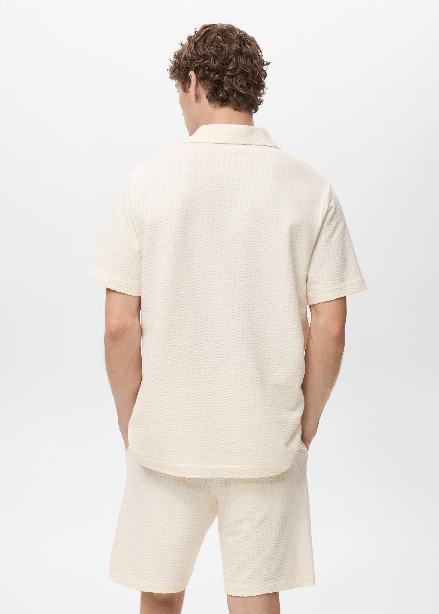 Seersucker cotton polo shirt - Men | MANGO USA Product Image