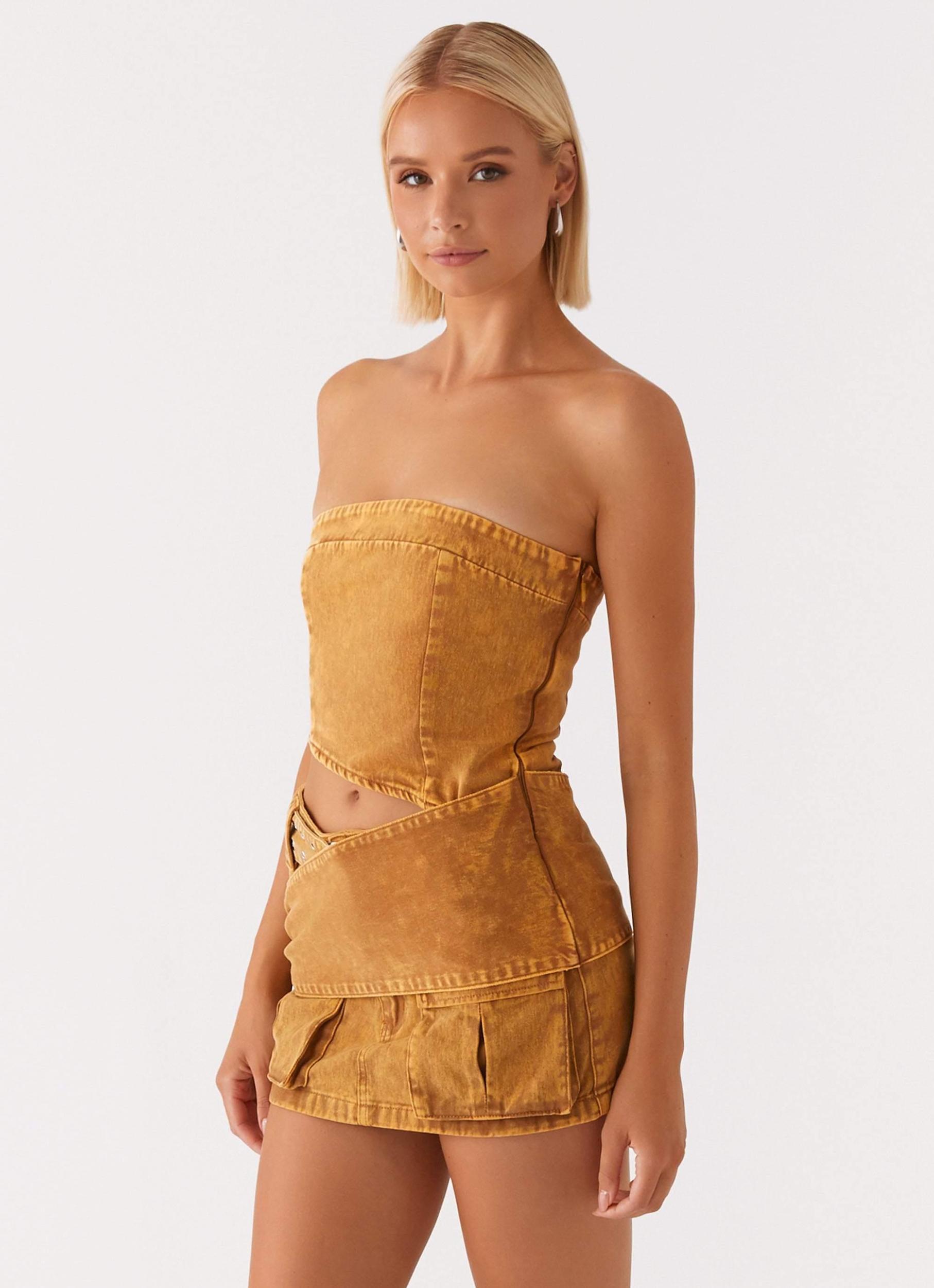 Burning Bridges Tube Top - Brown Product Image