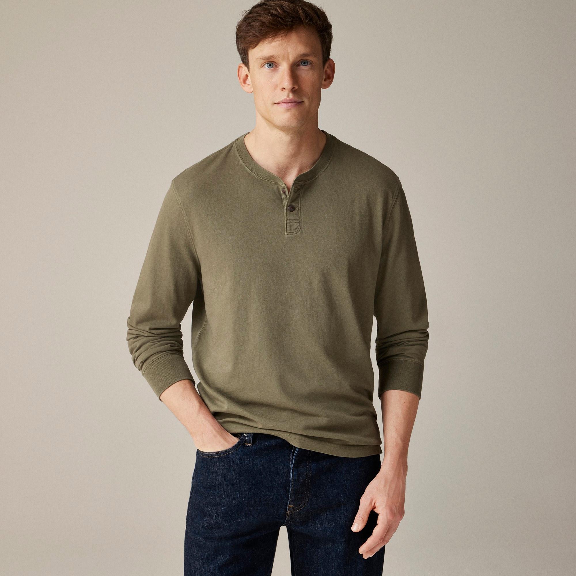 Vintage-wash cotton henley Product Image