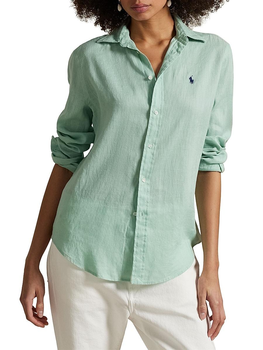Womens Classic Fit Linen Button-Front Shirt Product Image